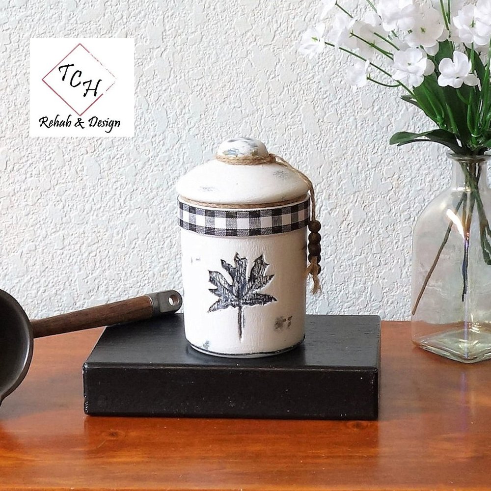 Maple Leaf Storage Canister Cabin Decor Buffalo Plaid Pottery Storage 5-in Crock